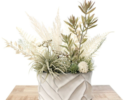 ホワイト 造花 多肉植物 アレンジメント 造花 ホワイトグリーンのアレンジメント フェイクグリーン 観葉植物