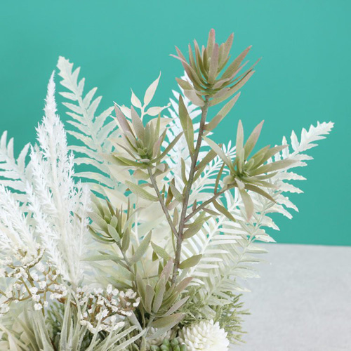 造花 ホワイトグリーンのアレンジメント フェイクグリーン 観葉植物