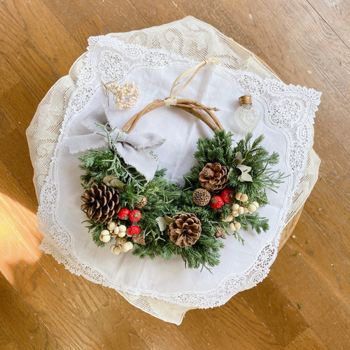 木の実いっぱいクリスマスリース♡ドライフラワーリース