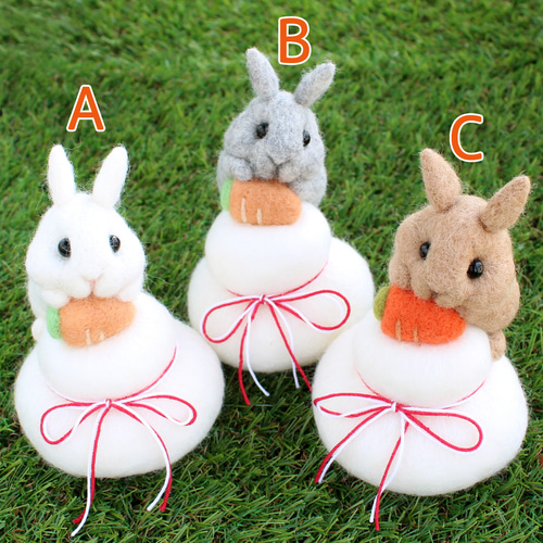 鏡餅とうさぎ【お正月】 羊毛フェルト Yuto 通販 14889703｜Creema