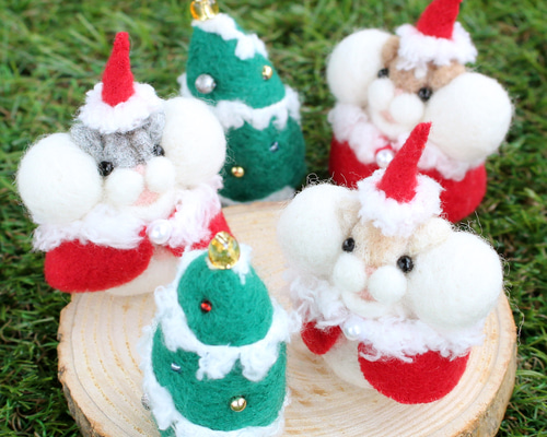 ミニサンタハムスター＆ミニクリスマスツリー 羊毛フェルト Yuto 通販