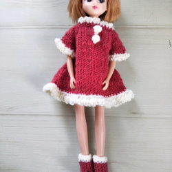 リカちゃん人形サイズ 手編みワンピース 1枚目の画像