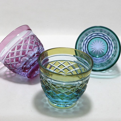 江戸切子 〈数量限定商品〉冷酒グラス 外金赤+ネオジウム おちょこ 