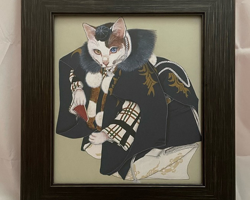 絵画　複製画　額縁入り 複製画】勧進帳／色紙額入り／歌舞伎猫 絵画 猫魔堂 通販