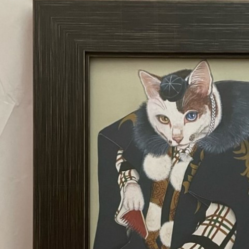 24時間以内に売れなければ300縁　額付き絵画　「あなたの願いが叶う頃ニャンコ」 24時間以内に売れなければ300縁 title「お目覚めニャンコ