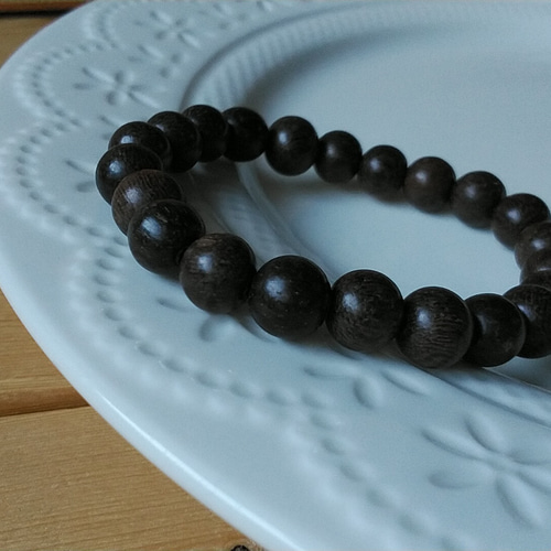 ウッドビーズブレスレット（ダークブラウン） ブレスレット dogs 通販