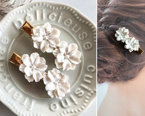 ALEXANDR フラワーヘアクリップ ホワイト ALEXANDR フラワーヘアクリップ ホワイト ALEXANDR フラワーヘア