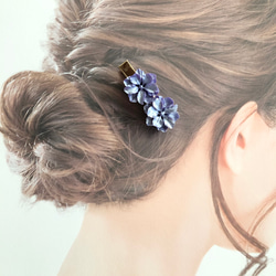 [二本セット】フラワー お花 カボション パープル 紫色 髪留め ヘアクリップ  ハンドメイド 3枚目の画像