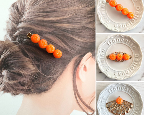 コレットマルーフ　アクリルヘアピン　オレンジ　まとめ髪に コレットマルーフ アクリルヘアピン オレンジ まとめ髪に