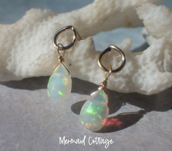 *14kgf*Ethiopian Opal Stud Earrings エチオピア産ウェロオパールスタッドピアス 4枚目の画像