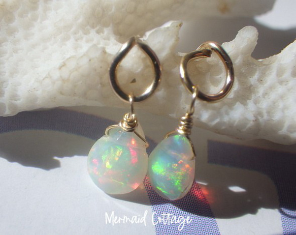 *14kgf*Ethiopian Opal Stud Earrings エチオピア産ウェロオパールスタッドピアス 2枚目の画像