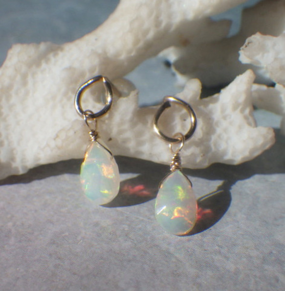 *14kgf*Ethiopian Opal Stud Earrings エチオピア産ウェロオパールスタッドピアス 9枚目の画像