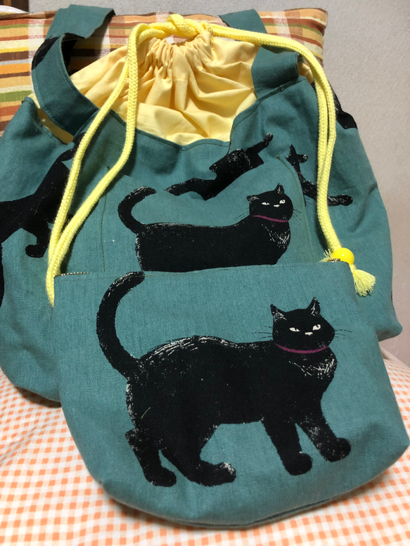 お洒落猫ちゃんバッグとポーチのセット 巾着バッグ jasumin 通販 