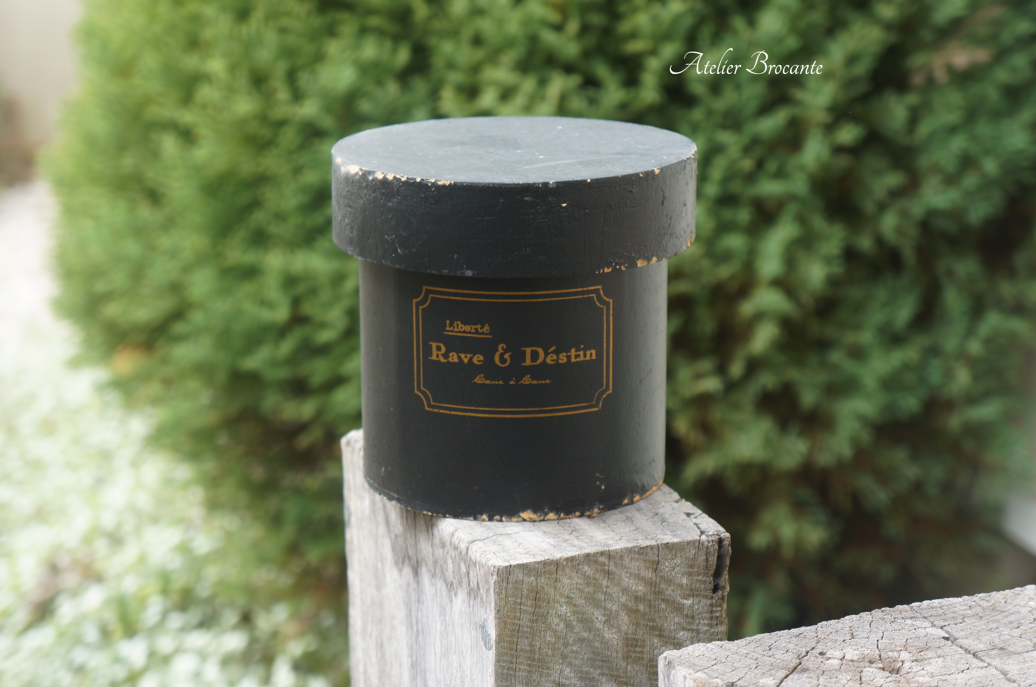 シャビー ハットボックス  アンティーク調 オシャレ 入れ子式  ブラック