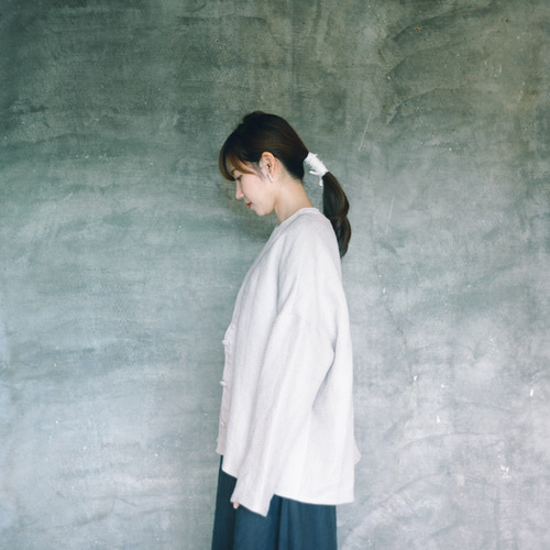 HAUNT リネンカーディガン　ホワイト HUG.U SALE 前後 2way ニット プルオーバー カーディガン 透かし