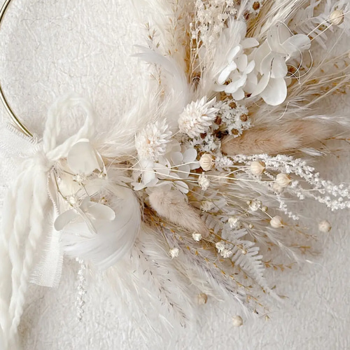 パンパスグラスのホワイトリース ドライフラワー リース riisi 通販  