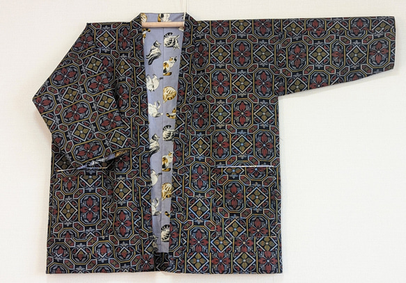 Creema限定　着物生地を使ったリバーシブルでも着れる半纏です。表は絹、裏は綿生地です。両方楽しめます。贈り物に! 14枚目の画像