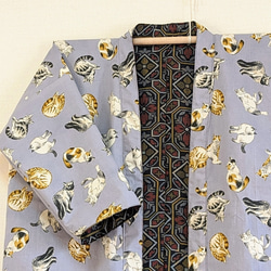 Creema限定　着物生地を使ったリバーシブルでも着れる半纏です。表は絹、裏は綿生地です。両方楽しめます。贈り物に! 7枚目の画像
