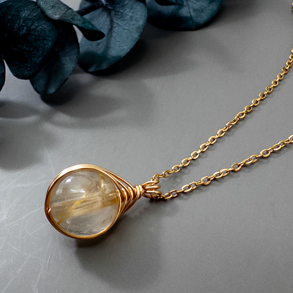 ルチルクォーツ　シンプル　　ネックレス　n136 ルチルクォーツシンプルネックレスn136