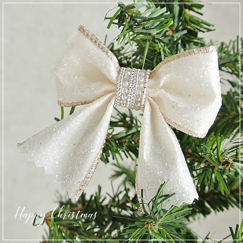 再販】リボンオーナメント クリスマスオーナメント 華やかグリッター