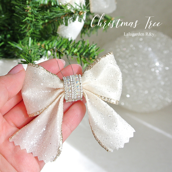再販】リボンオーナメント クリスマスオーナメント 華やかグリッター