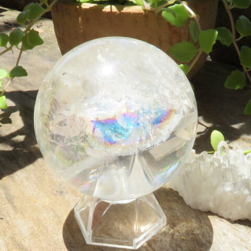 タイムリンクレインボークリスタル 特大☆スーパーレインボー クリスタルボール 台座付き その他