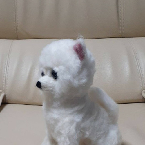 羊毛フェルト　ポメラニアン ニコニコポメちゃんのリース 羊毛フェルト ポメラニアン 羊毛
