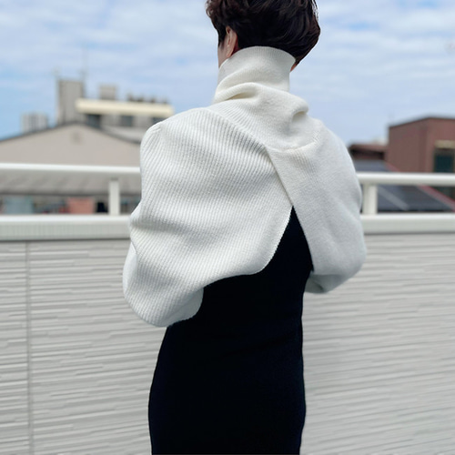s*9様 Merruny メルニー ボレロ ホワイト 2way ホワイト 新作】2wayハイネックニットボレロ+マフラー（ホワイト）22028WHF