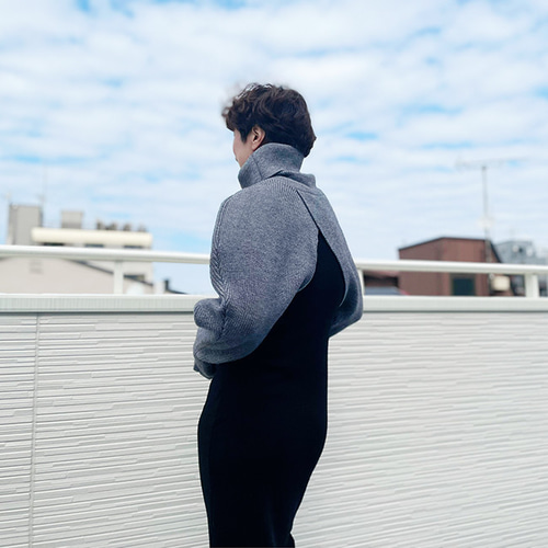 新作再販】2wayハイネックニットボレロ+マフラー（グレー）22028GLF