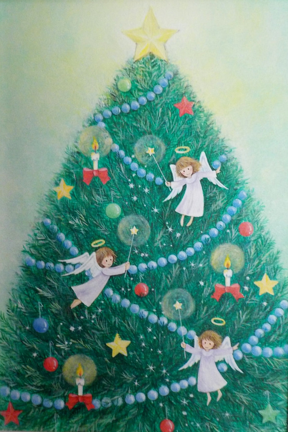 アクリル画　原画『Christmas fairy』 3枚目の画像