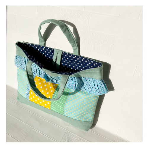 みむ⭐︎レッスンバッグ等6点⭐︎女の子ハンドメイド 送料無料♡通園通学レッスンバッグ♡ミントグリーン✖️水玉 パッチ