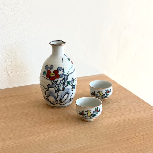 京焼・清水焼】京都 水野春陽窯 椿 酒器セット 二合徳利