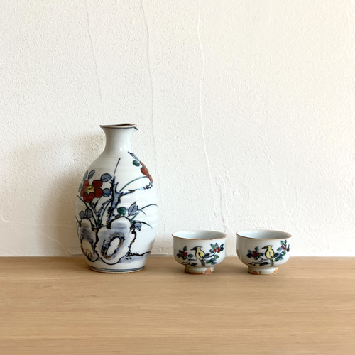 京焼・清水焼】京都 水野春陽窯 椿 酒器セット 二合徳利 おちょこ