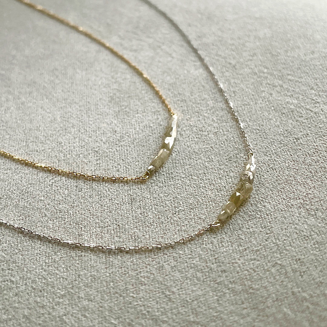 【天然ダイヤモンド】繊細10K white gold &yellow goldスキンネックレス