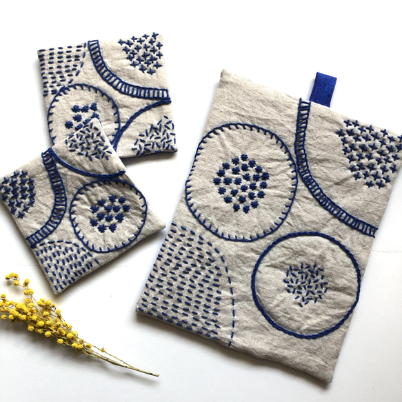 再再再販⭐︎北欧風刺繍コースター⭐︎刺し子(1枚) 8枚目の画像