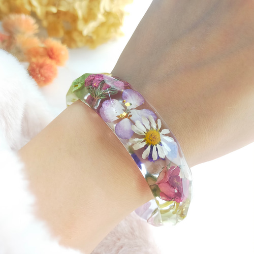 ☆タリナタランティーノ☆マーブル カラーストーン　バングルブレスレット　パープル ☆タリナタランティーノ☆マーブル カラーストーン バングル