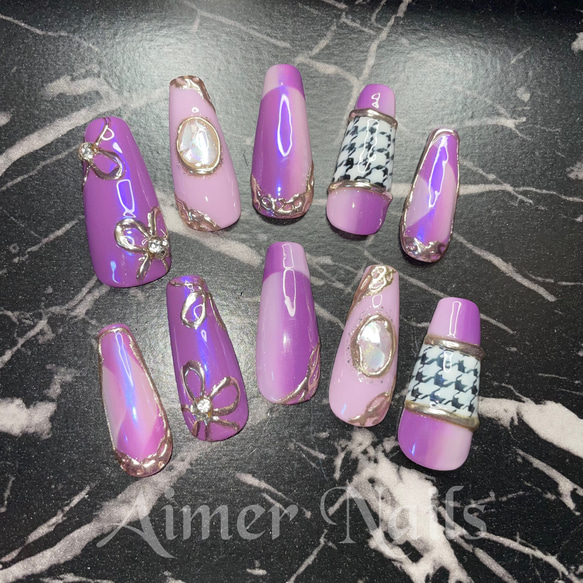 紫ロングネイルチップ ネイルチップ（つけ爪） AimerNail 通販  