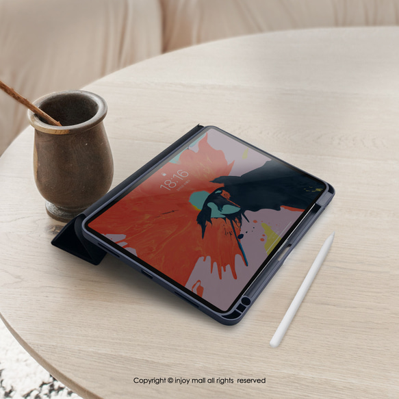 iPad ケース 12.9/Air5/iPad 9/mini6 ペンスロット付き レザータブレットケース ロッキングペンギン 2枚目の画像