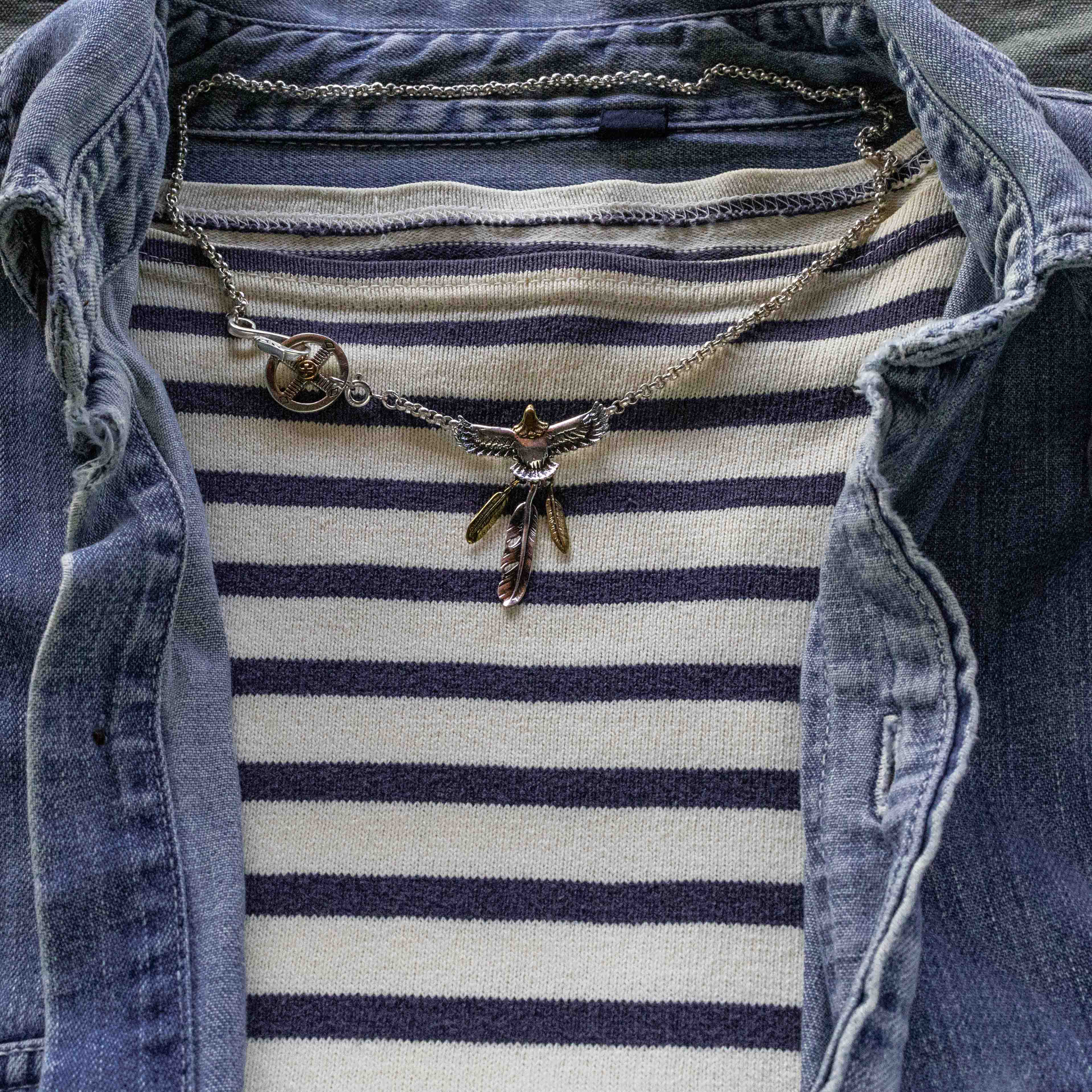 *Silver925 chain＋Medicine wheel & eagle ネックレス