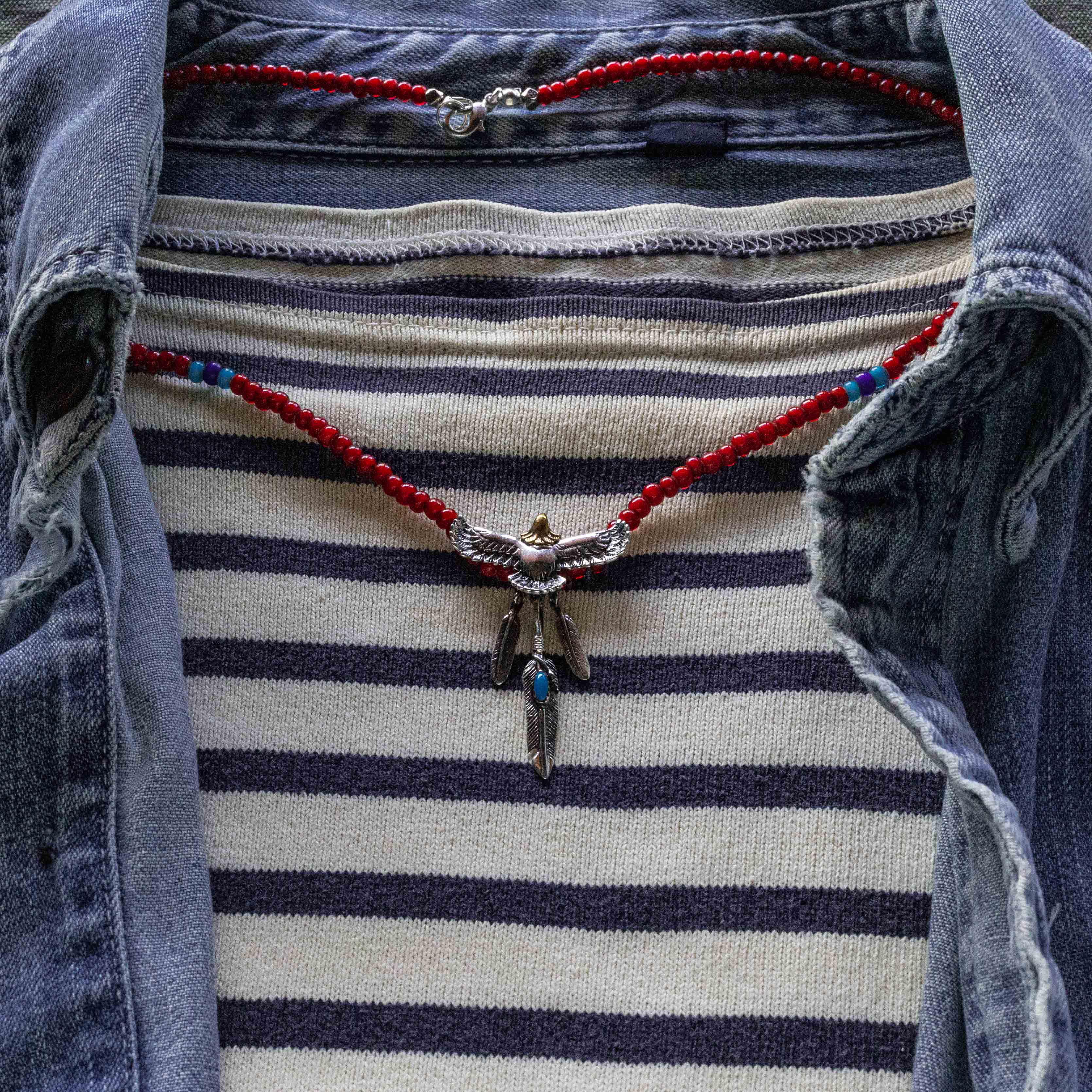 *white hearts ＆ silver925 eagle ネックレス