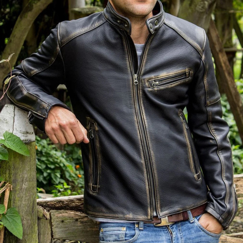 ヤギ革ユーズド加工ビンテージスタイルジャケット Goat Leather ヤギ革ユーズド加工ビンテージスタイルジャケット Goat Leather