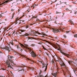シルク生地　シルクチュールプリント　ミニ薔薇　100ｇ/㎡　幅120cm×230cm　/C227 2枚目の画像