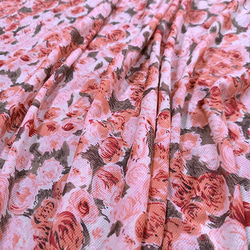 シルク生地　シルクチュールプリント　ミニ薔薇　100ｇ/㎡　幅120cm×230cm　/C227 4枚目の画像