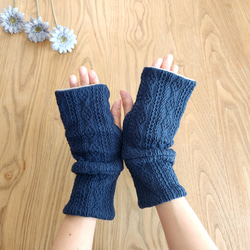 アランニット×もちもちボアのハンドウォーマー/アームウォーマー/手袋