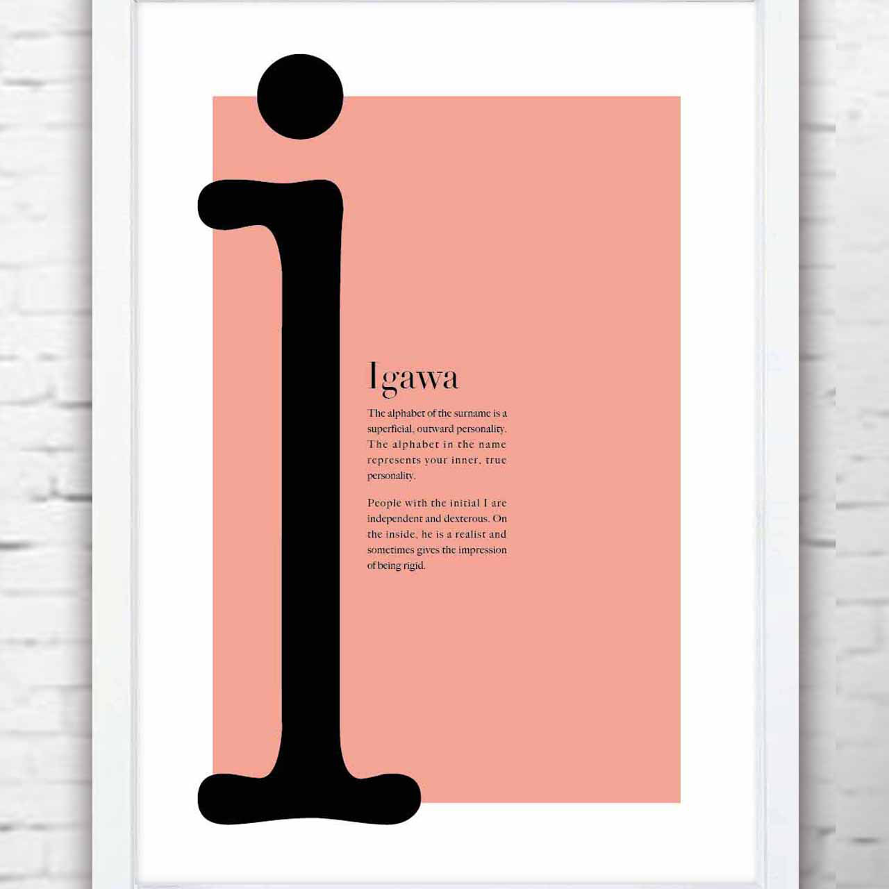 オーダー・イニシャルI　タイポグラフィ   ポスター　 アート　アートポスター　（アート　seiで検索）781