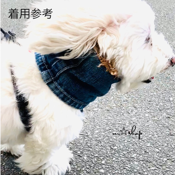 『きまぐれ』ヴィンテージデニム ゼブラ　ネックウォーマー　マフラー　犬 猫 小型犬　超小型犬　デニム　M☆SHOP 8枚目の画像