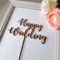 Happy Wedding 1 ウェディング 結婚式 ケーキトッパー　（カラーアクリル変更可） 3枚目の画像