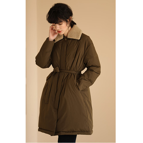 ロングダウンコート ダウンジャケット ファー襟 アーミーグリーン S-L