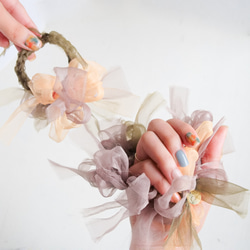 mini｜キンモクセイ｜咲き編みシュシュ 6枚目の画像