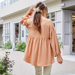 mini｜キンモクセイ｜咲き編みシュシュ 5枚目の画像